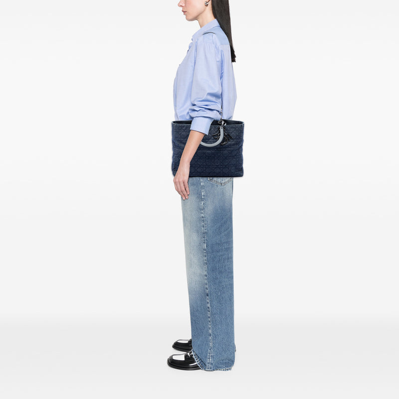 Large Denim Cannage Lady Dior - Image 6