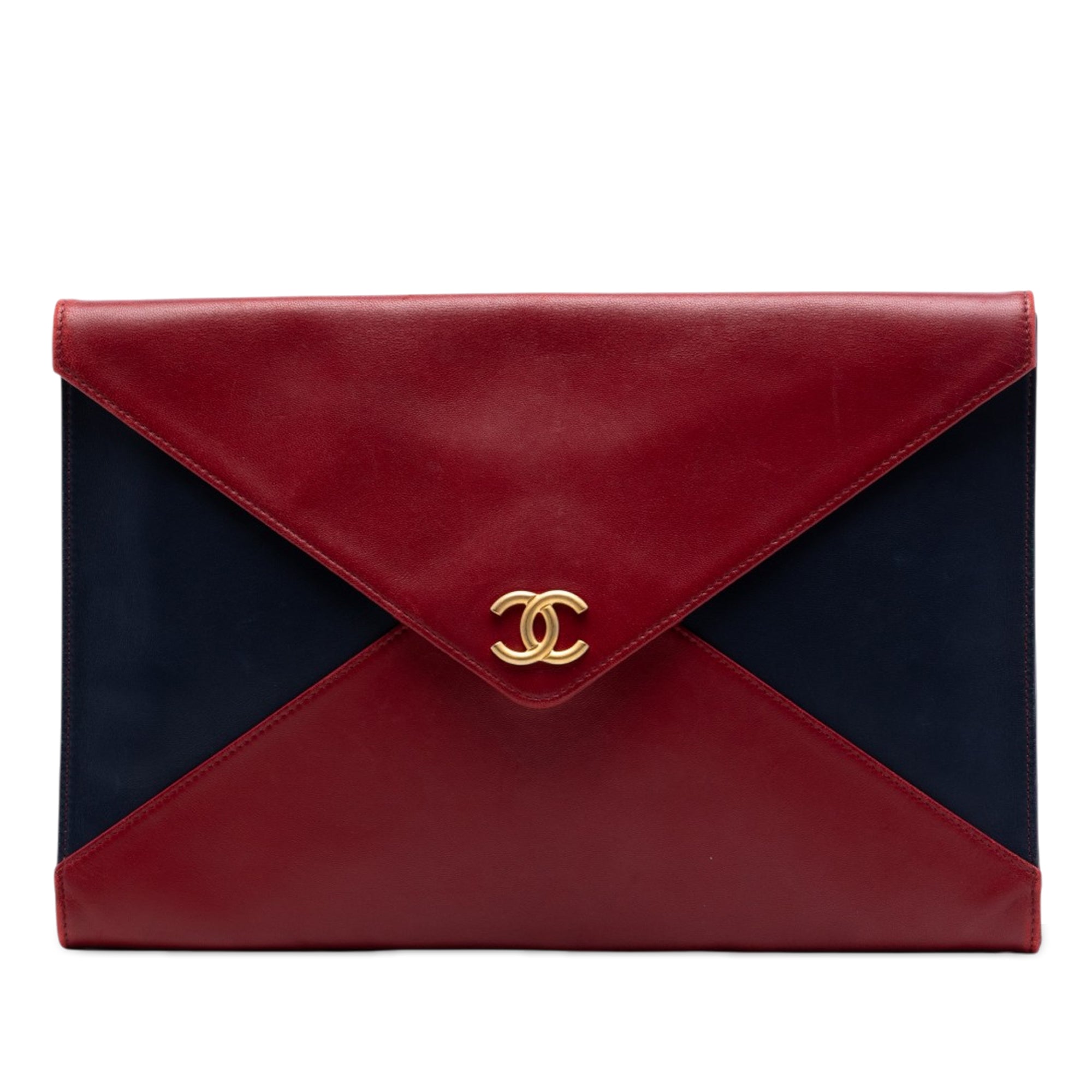 Large Bicolor Lambskin Envelope Clutch - Image 1