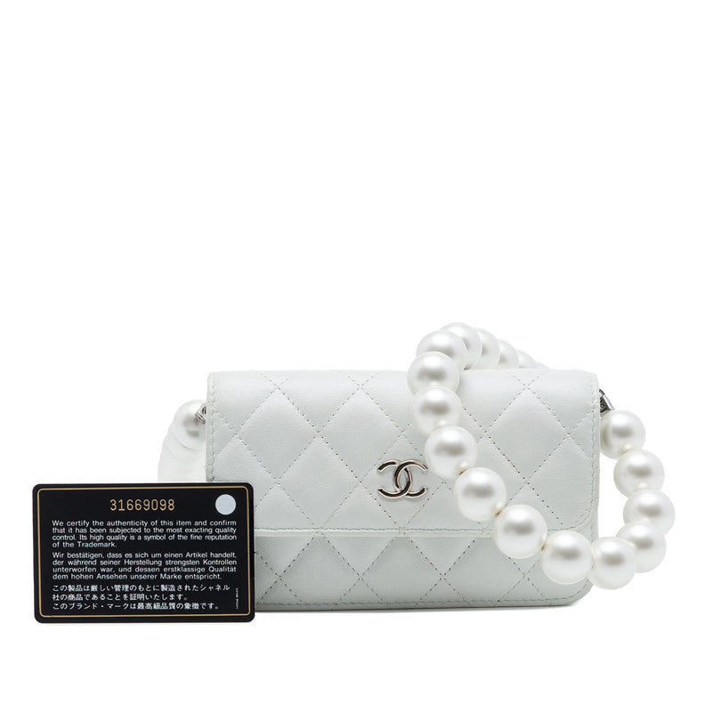 CC Quilted Lambskin Maxi Pearl Chain Strap - Image 7