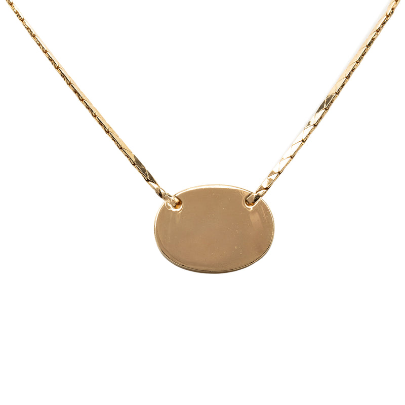Gold Plated Resin and Strass Logo Pendant Snake Chain Necklace - Image 3