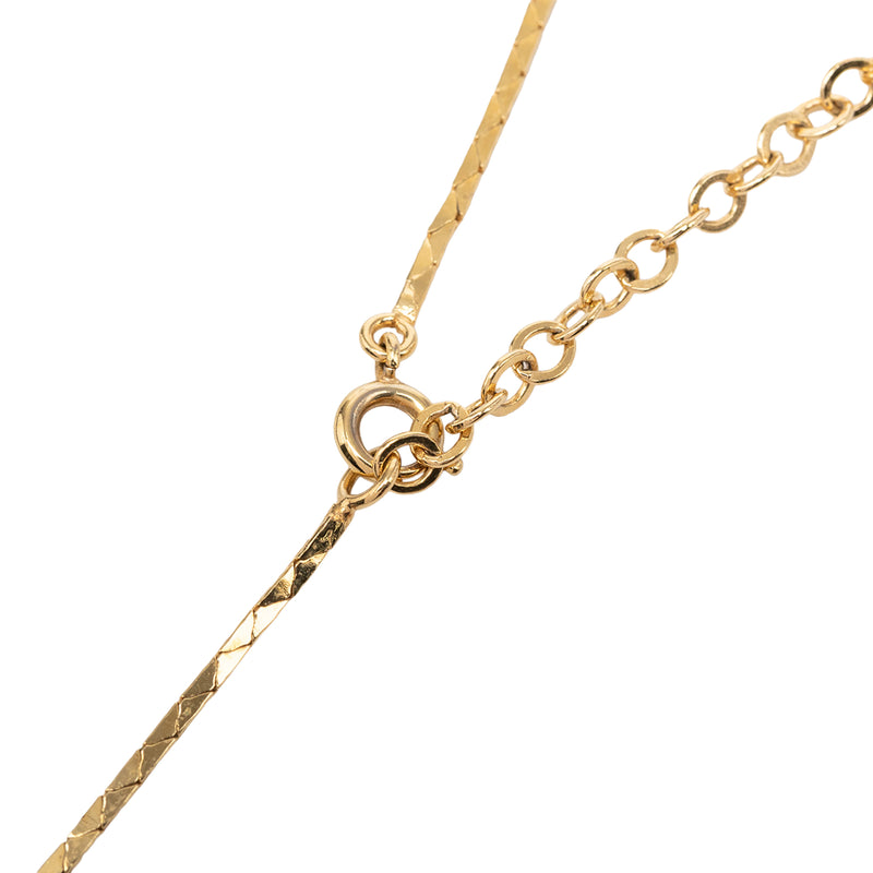 Gold Plated Resin and Strass Logo Pendant Snake Chain Necklace - Image 5