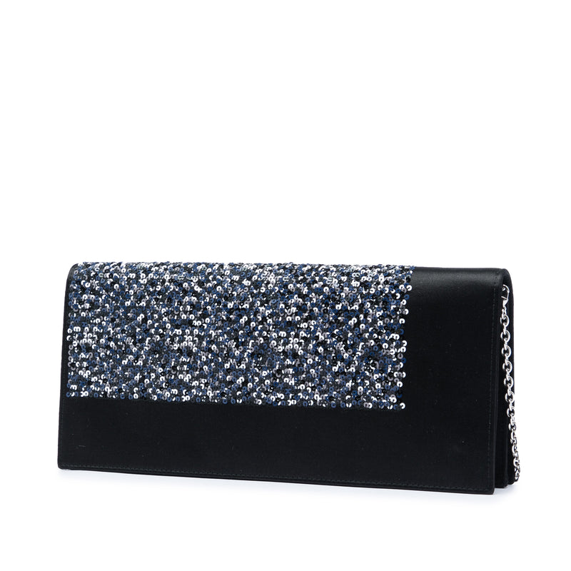 Satin Sequin Clutch with Chain - Image 2