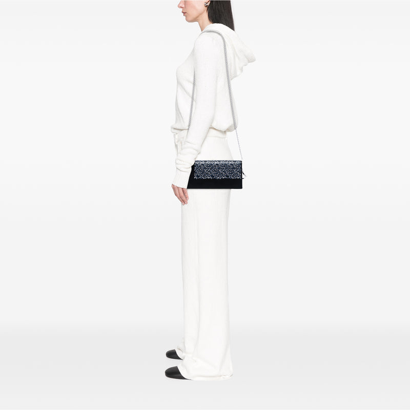 Satin Sequin Clutch with Chain - Image 5