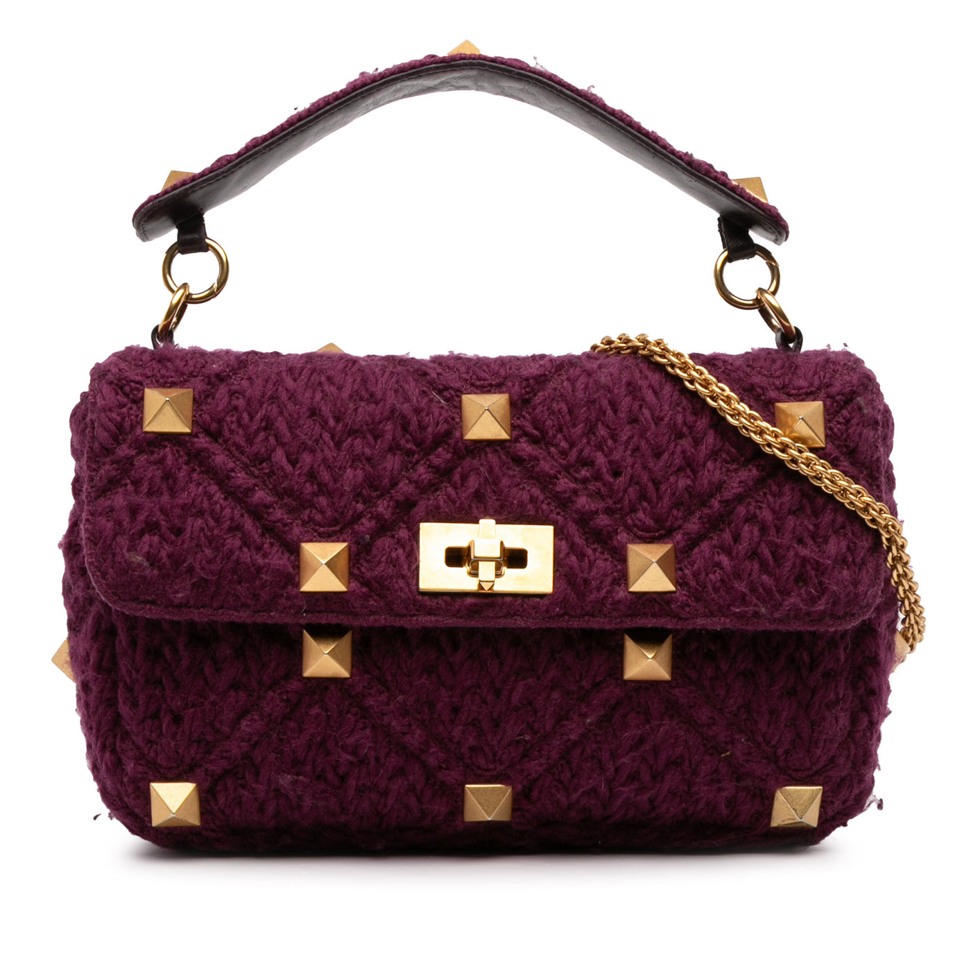 Large Knit Roman Stud Satchel - Image 1