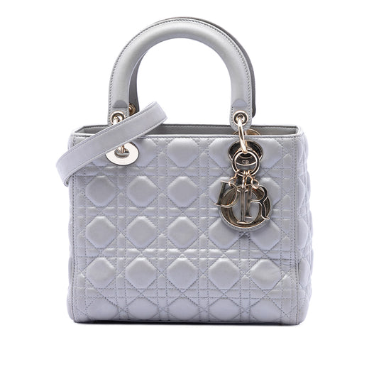 Medium Pearlescent Lambskin Cannage Lady Dior - Image 1