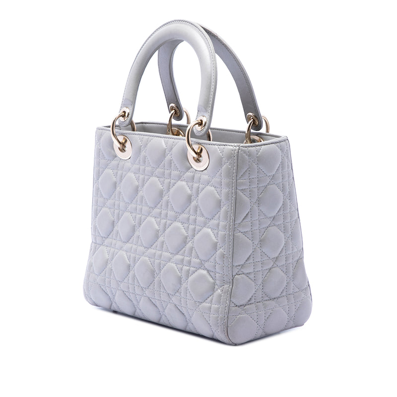 Medium Pearlescent Lambskin Cannage Lady Dior - Image 2