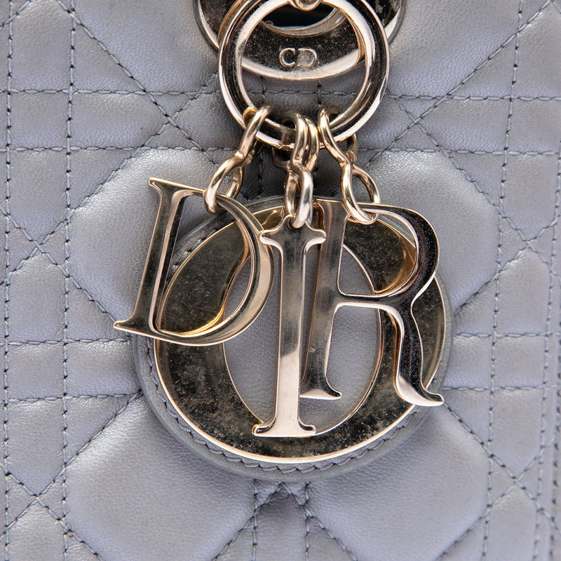 Medium Pearlescent Lambskin Cannage Lady Dior - Image 5