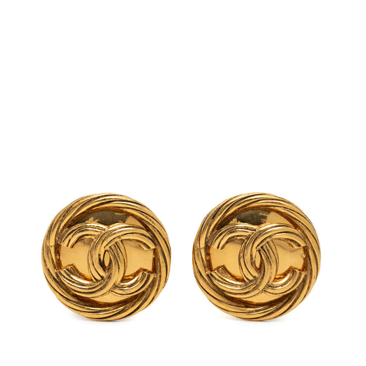 CC Gold Plated Twisted Round Clip On Earrings - Image 1