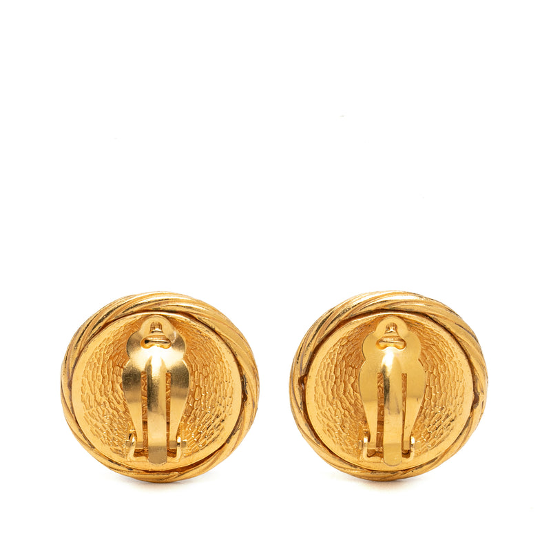 CC Gold Plated Twisted Round Clip On Earrings - Image 2
