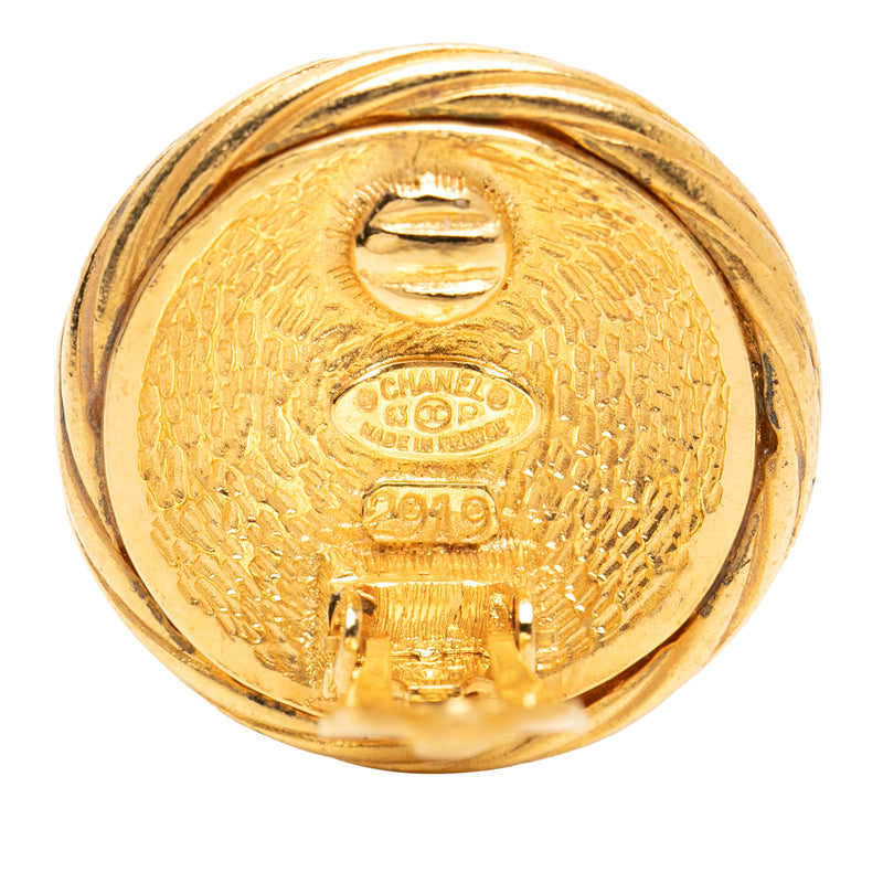 CC Gold Plated Twisted Round Clip On Earrings - Image 3