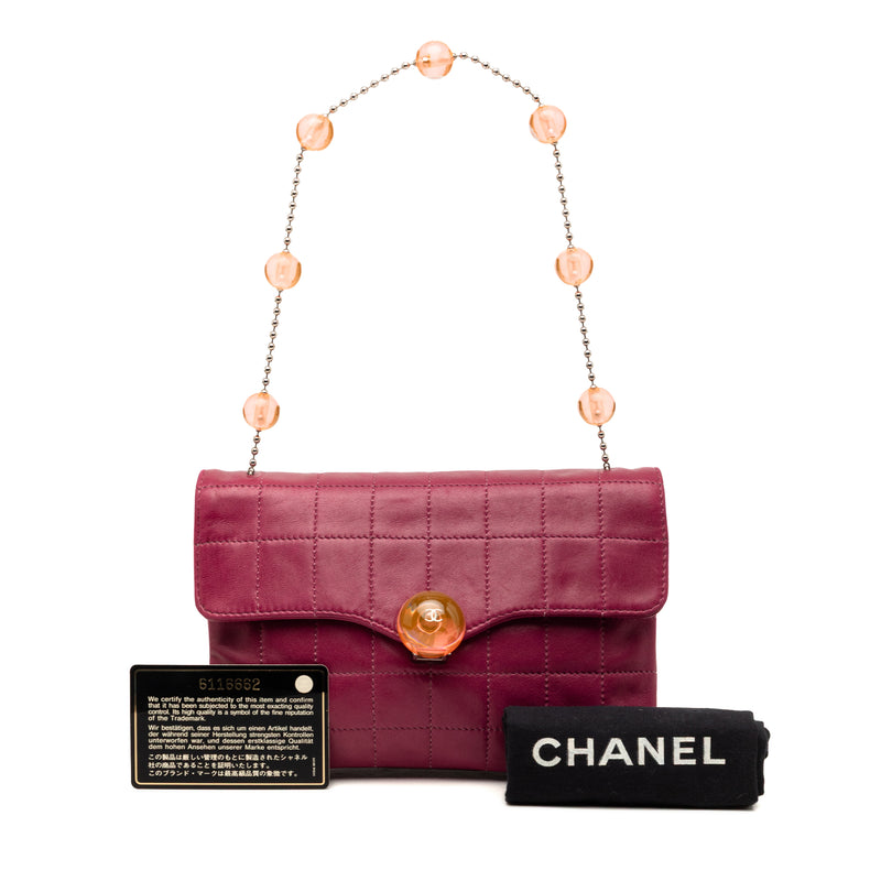 CC Choco Bar Lambskin Beaded Chain Flap - Image 8