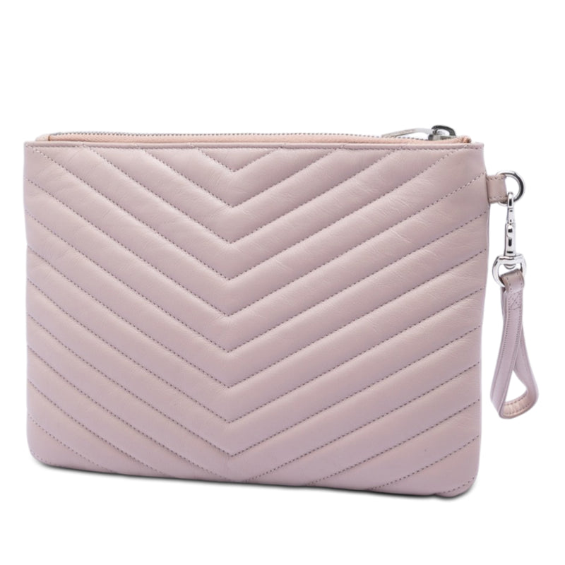 Chevron Leather Monogram Zip A5 Wristlet Pouch - Image 2