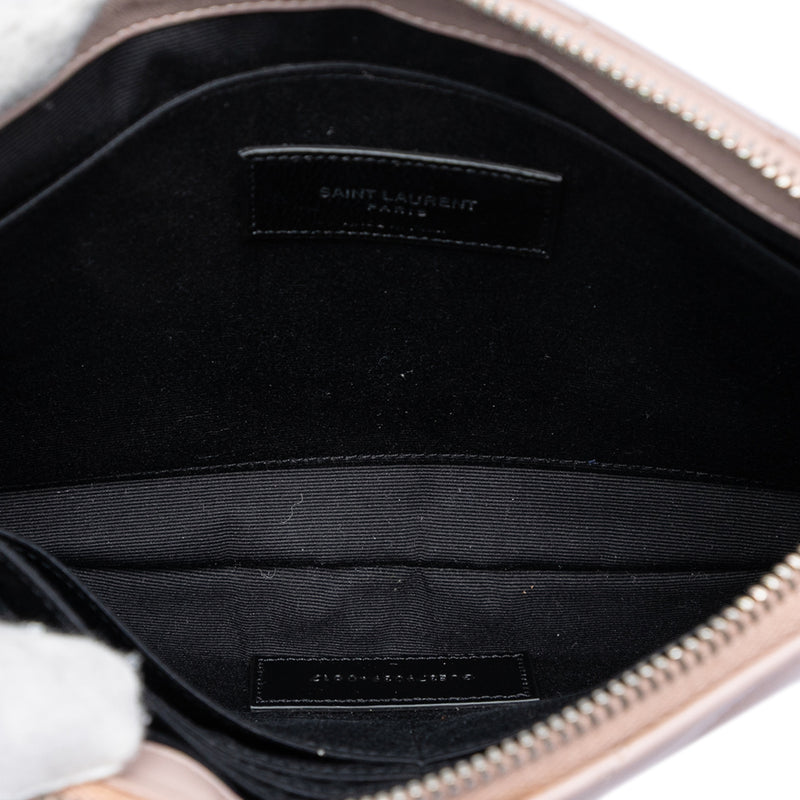 Chevron Leather Monogram Zip A5 Wristlet Pouch - Image 4