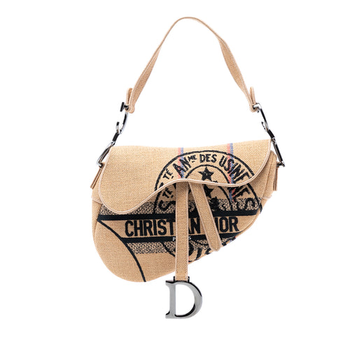 Mini Embroidered Jute Canvas Union Saddle Bag - Image 1