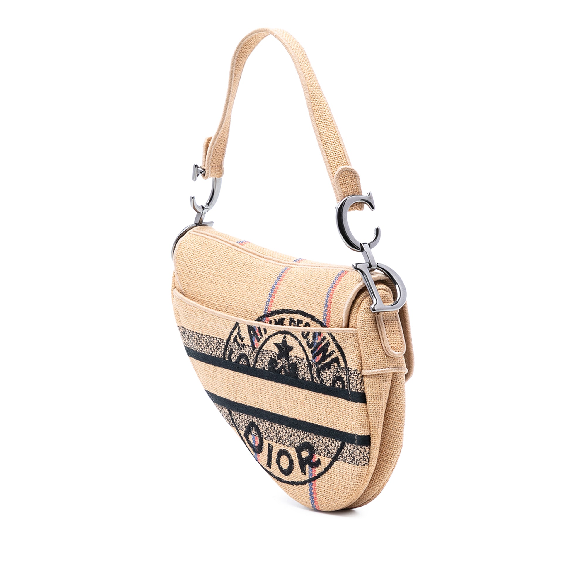 Mini Embroidered Jute Canvas Union Saddle Bag - Image 2