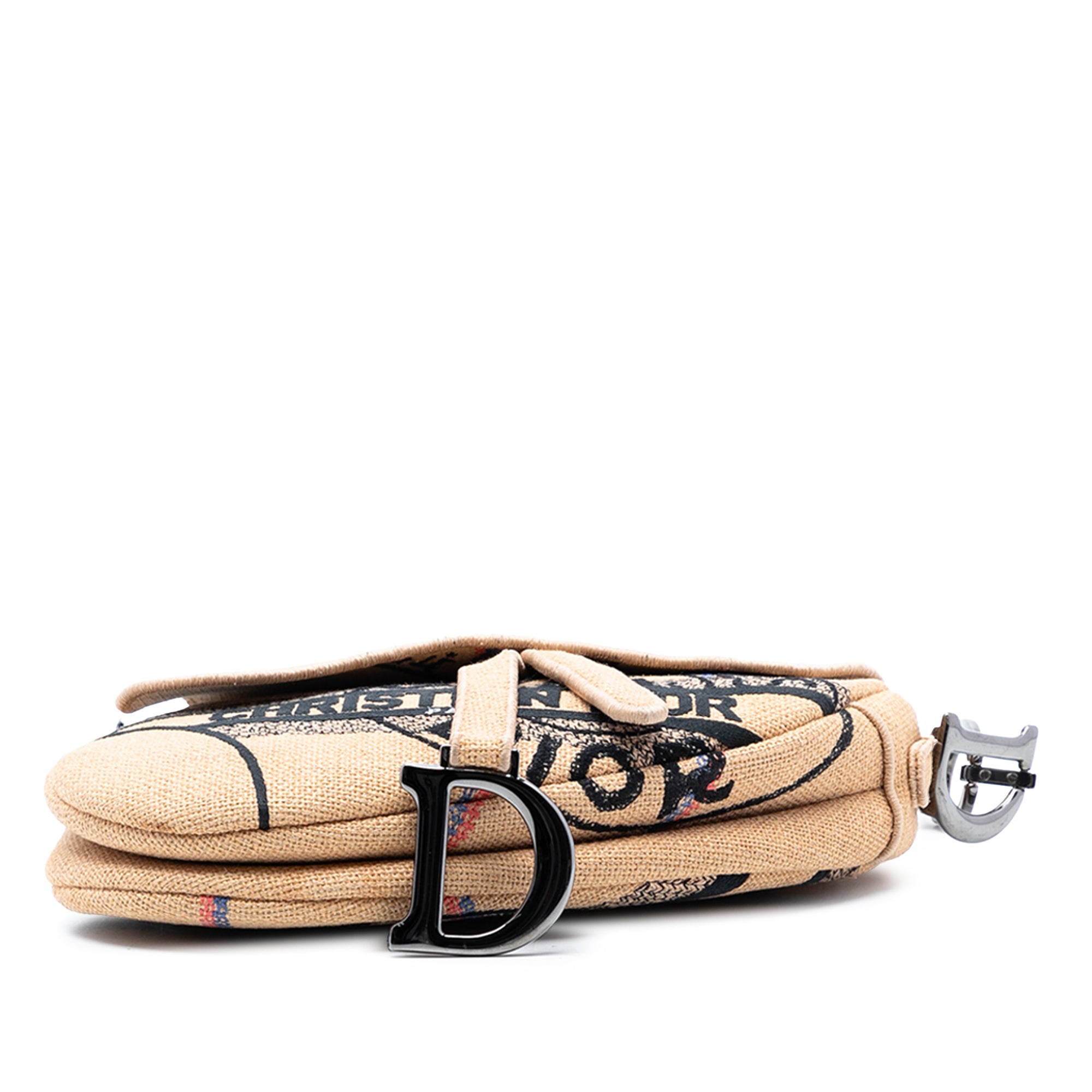 Mini Embroidered Jute Canvas Union Saddle Bag - Image 3