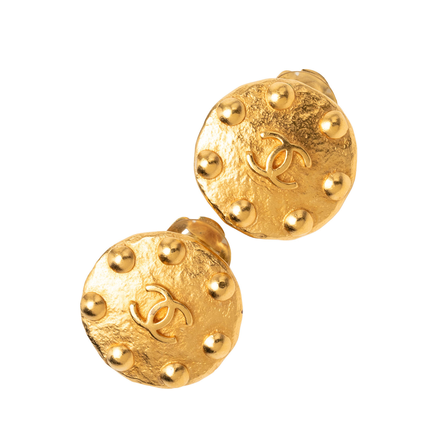 CC Gold Plated Round Clip On Earrings - Image 1