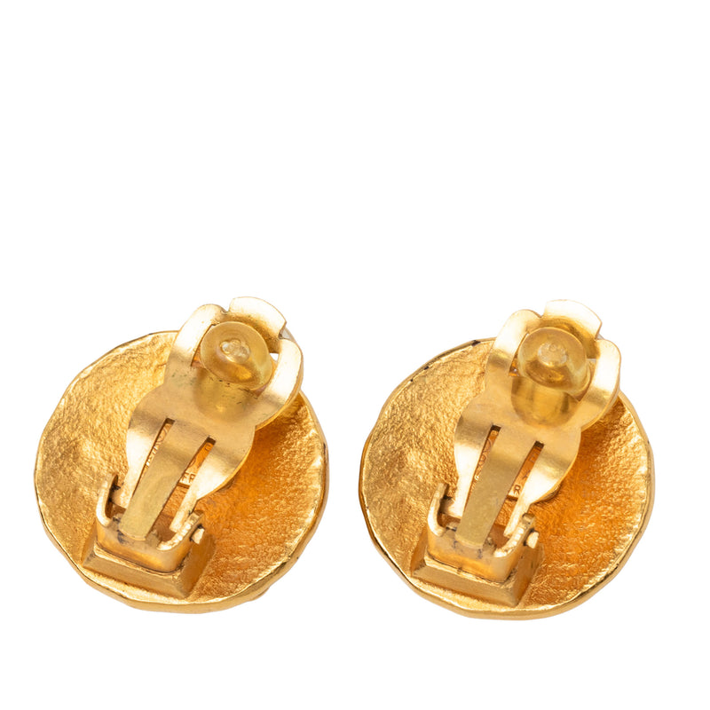 CC Gold Plated Round Clip On Earrings - Image 2