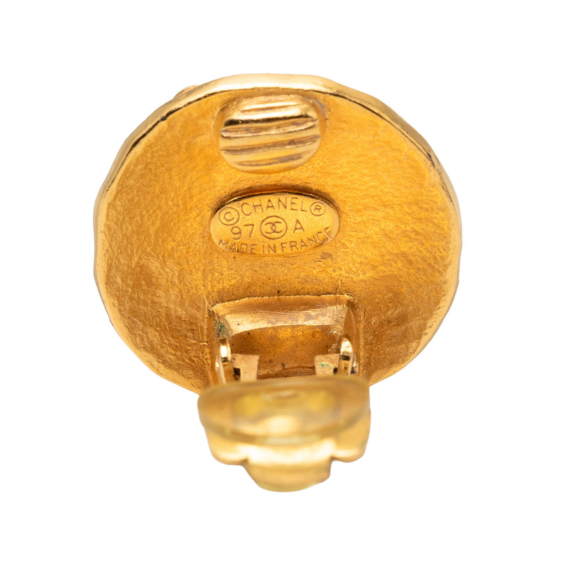 CC Gold Plated Round Clip On Earrings - Image 3