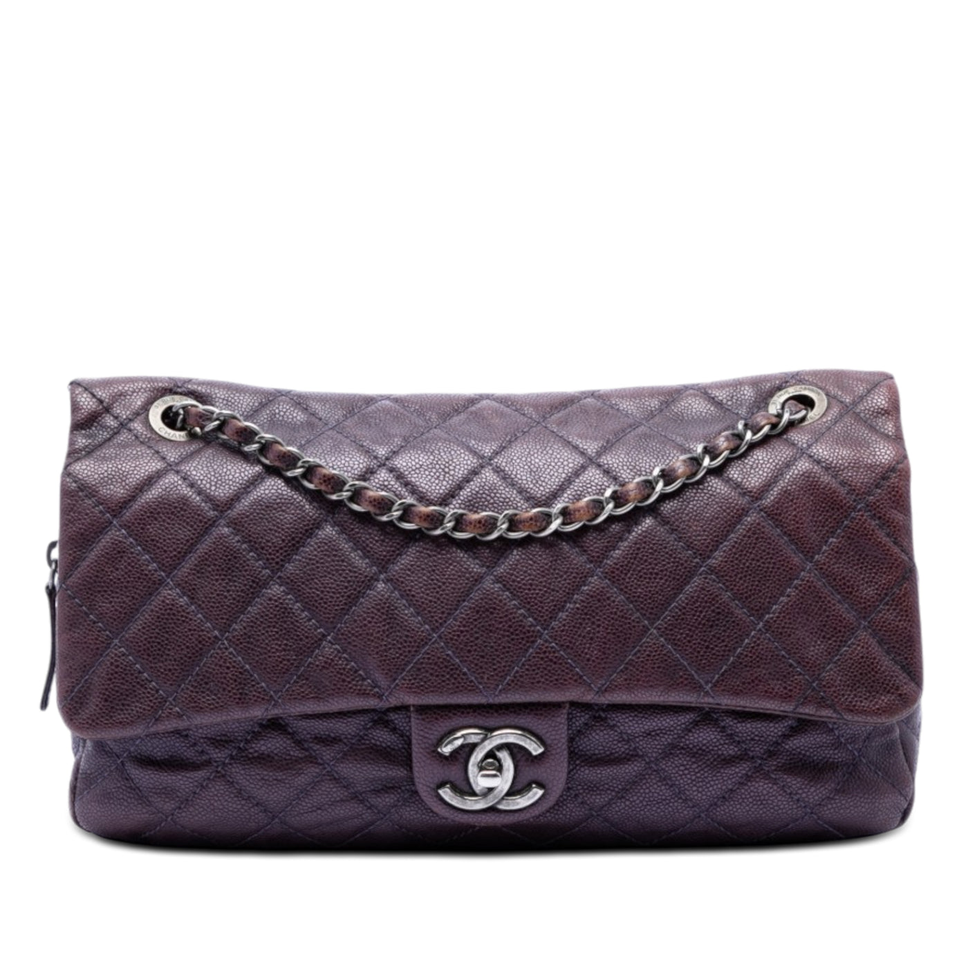 Jumbo Quilted Iridescent Caviar Easy Flap - Image 1