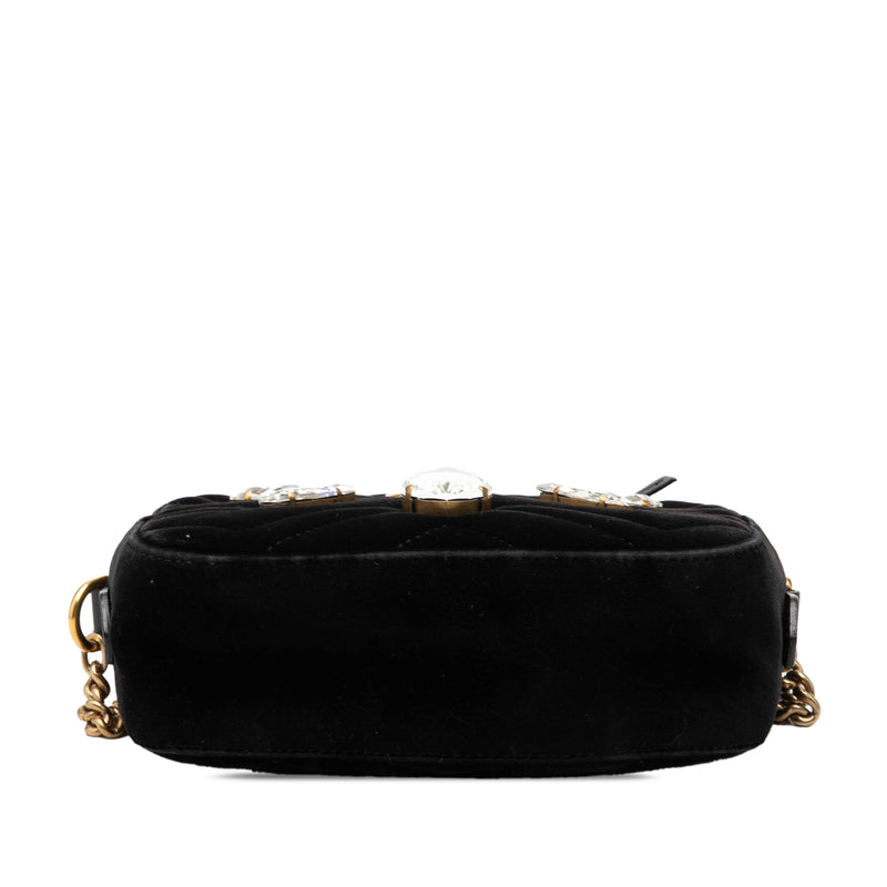 Mini GG Marmont Crystal Embellished Matelasse Velvet Crossbody - Image 3