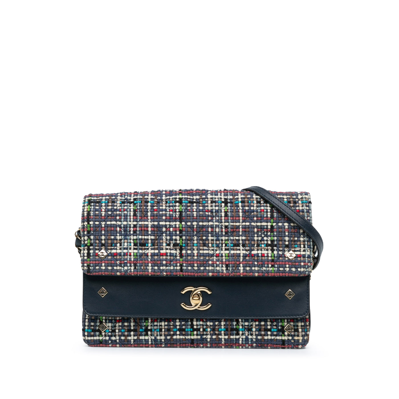 Medium CC Quilted Mixed Fibers and Lambskin Double Flap - Image 1