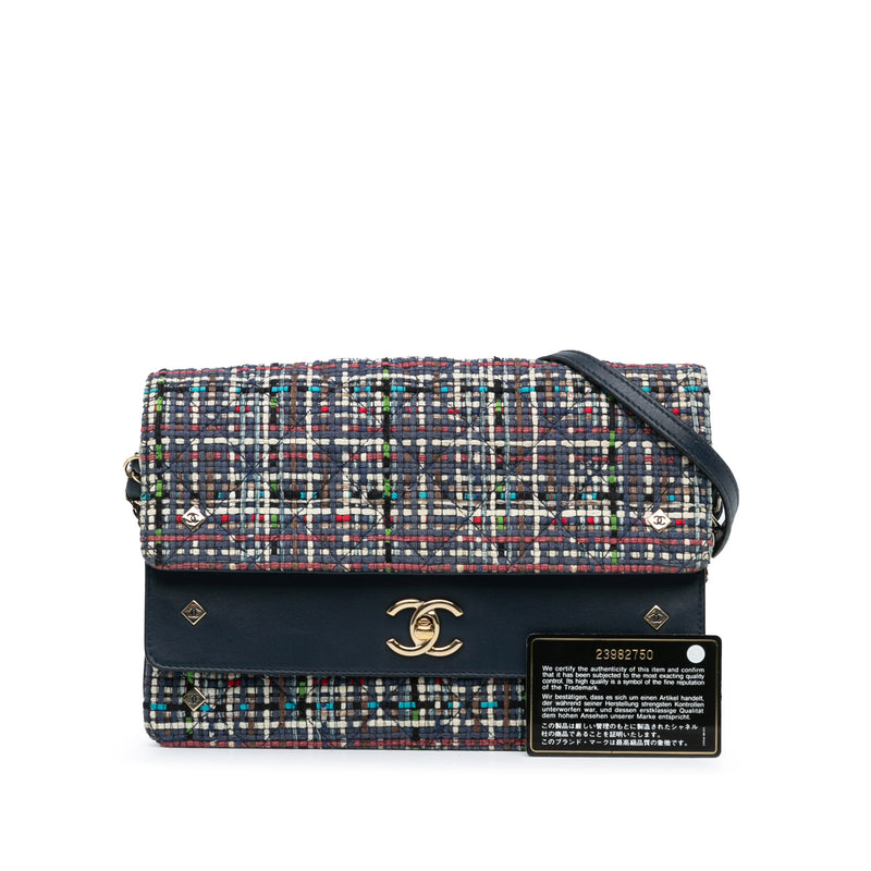 Medium CC Quilted Mixed Fibers and Lambskin Double Flap - Image 12