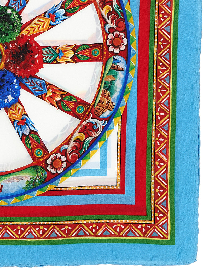 Dolce & Gabbana Carretto Scarf — Blue Silk Twill Scarfs