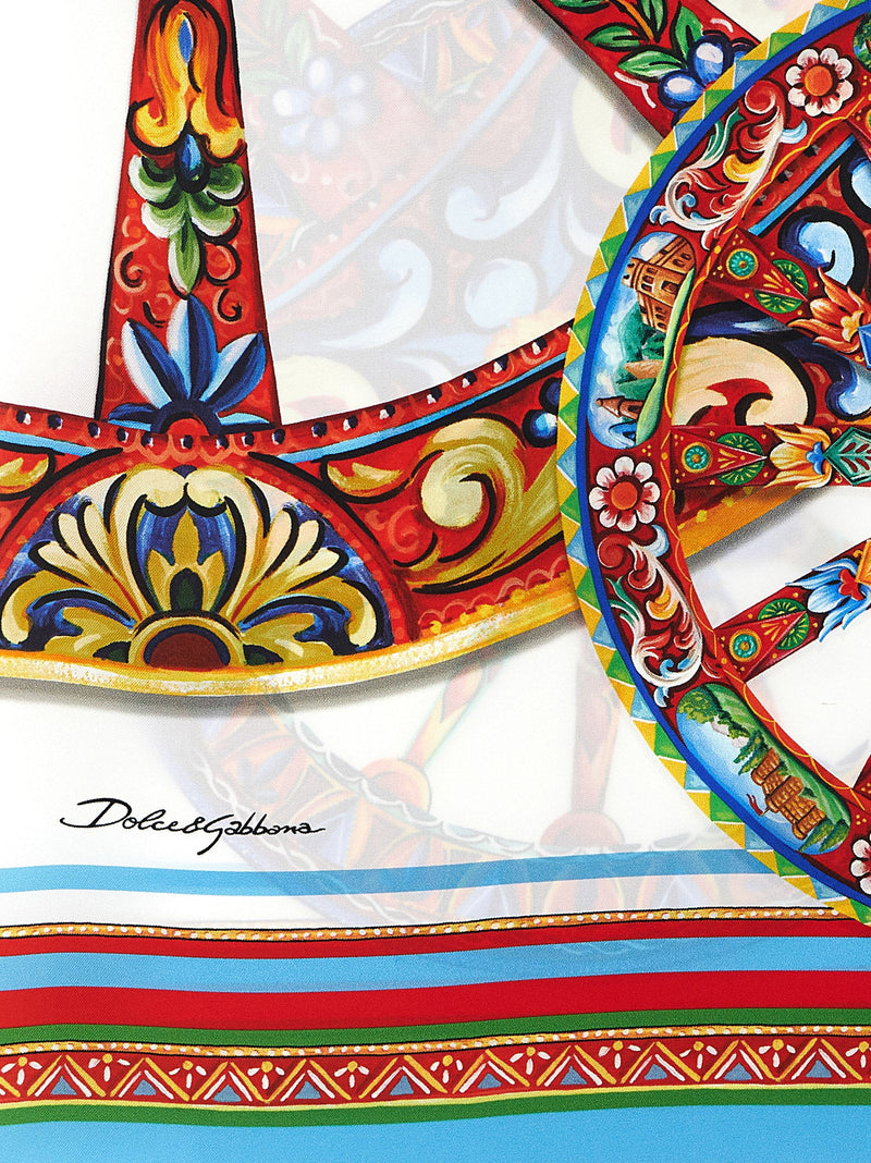 Dolce & Gabbana Carretto Scarf — Blue Silk Twill Scarfs