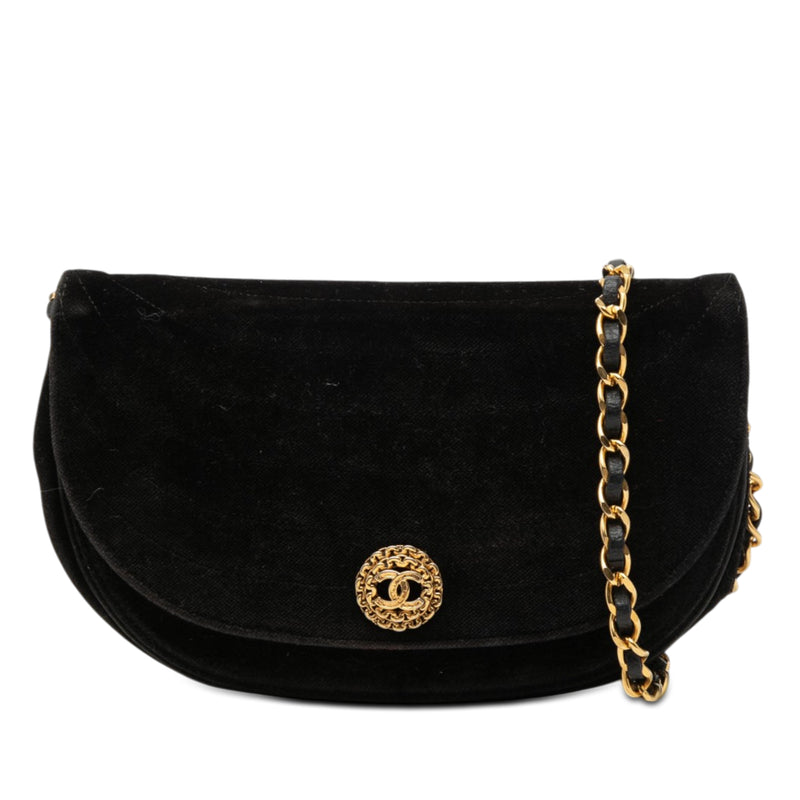 CC Quilted Velvet Half Moon Flap