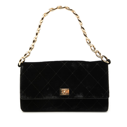 CC Quilted Velvet Chain Shoulder Bag - Image 1