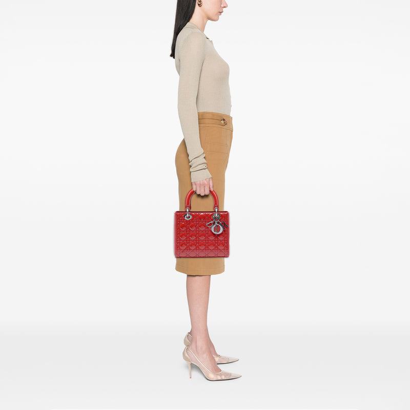 Medium Patent Cannage Lady Dior - Image 6
