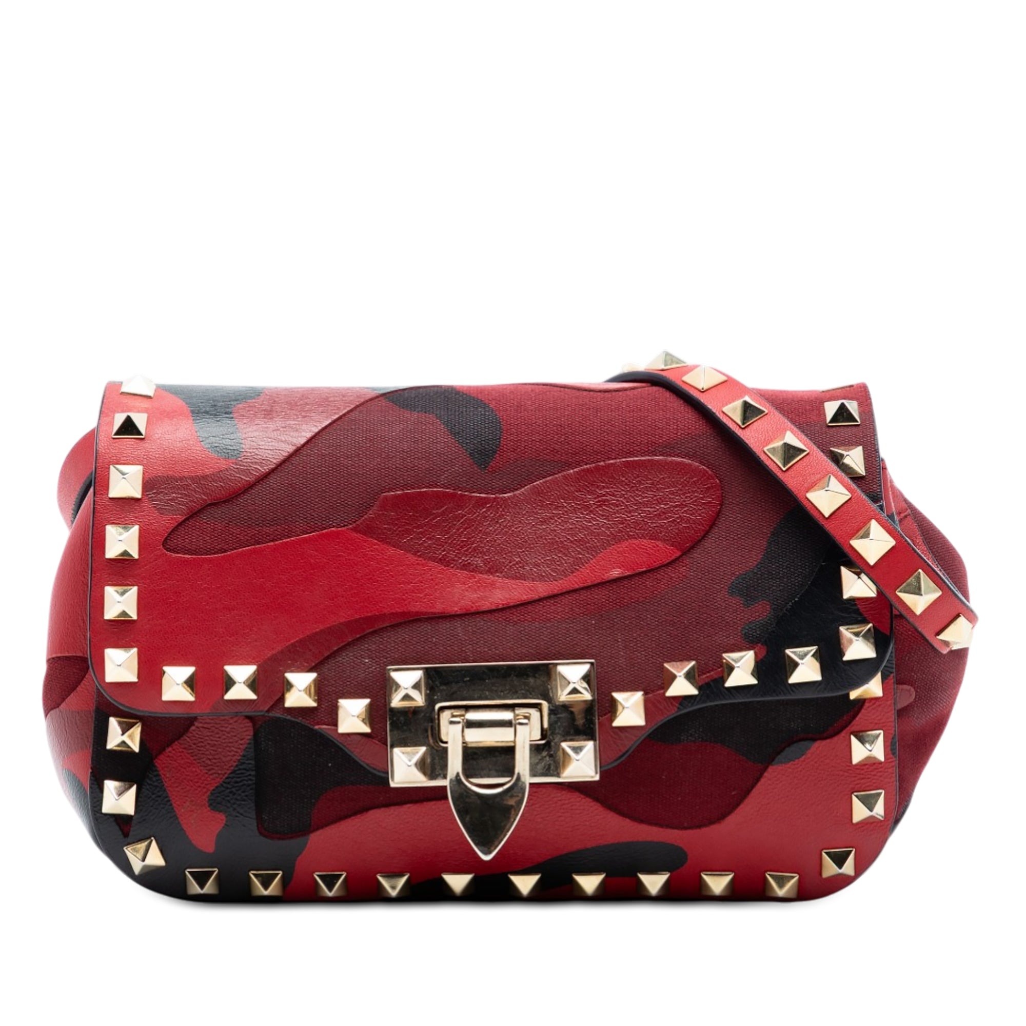 Mini Nappa and Canvas Camouflage Rockstud Flap Crossbody - Image 1