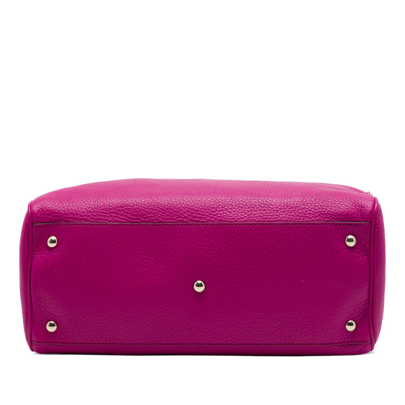 Medium Calfskin Bamboo Shopper Satchel - Image 3