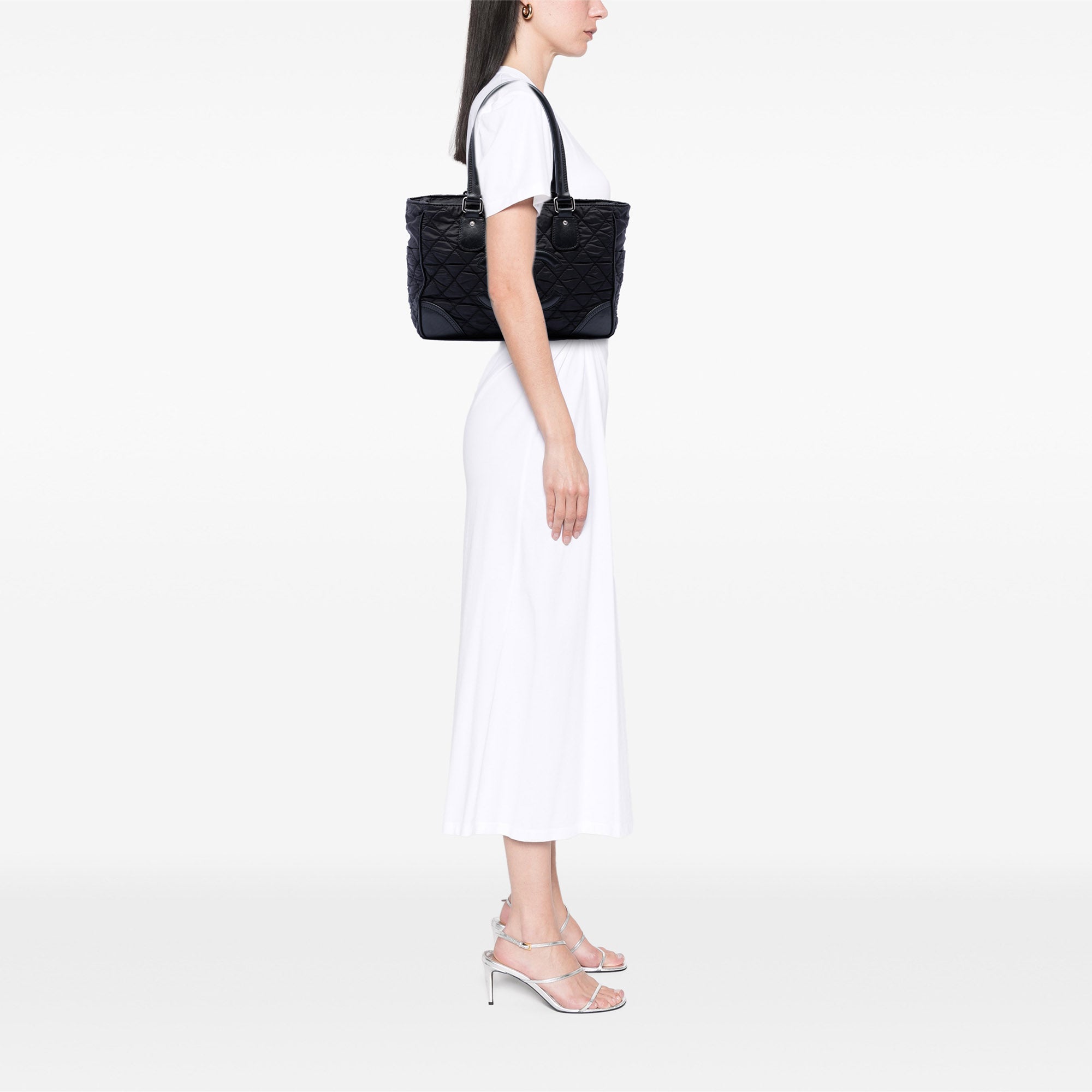 Paris New York Quilted Nylon Tote - Image 6