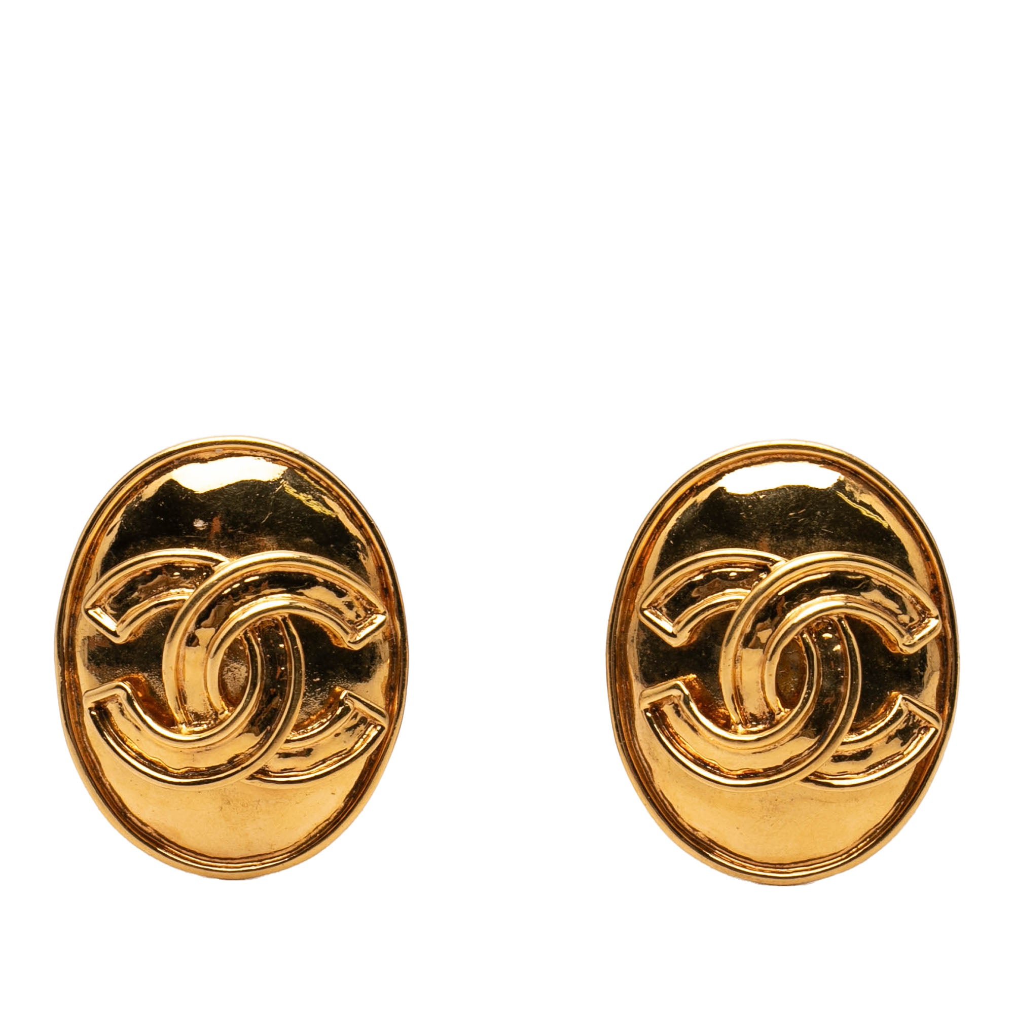 CC Gold Plated Oval Clip on Earrings - Image 1
