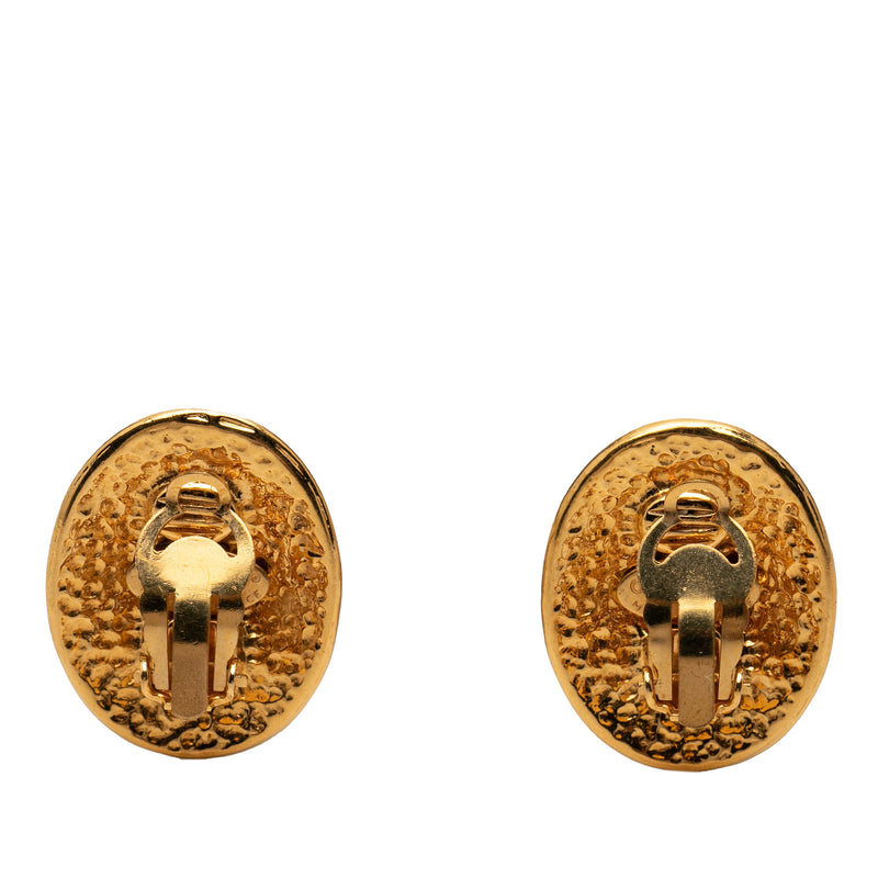 CC Gold Plated Oval Clip on Earrings - Image 2