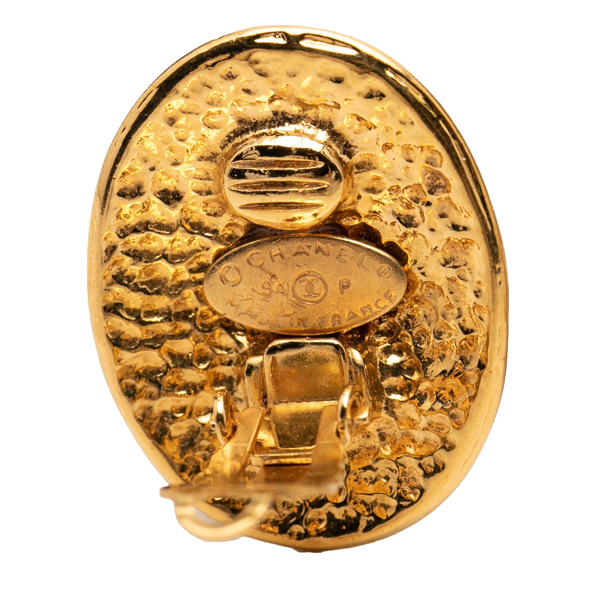 CC Gold Plated Oval Clip on Earrings - Image 3