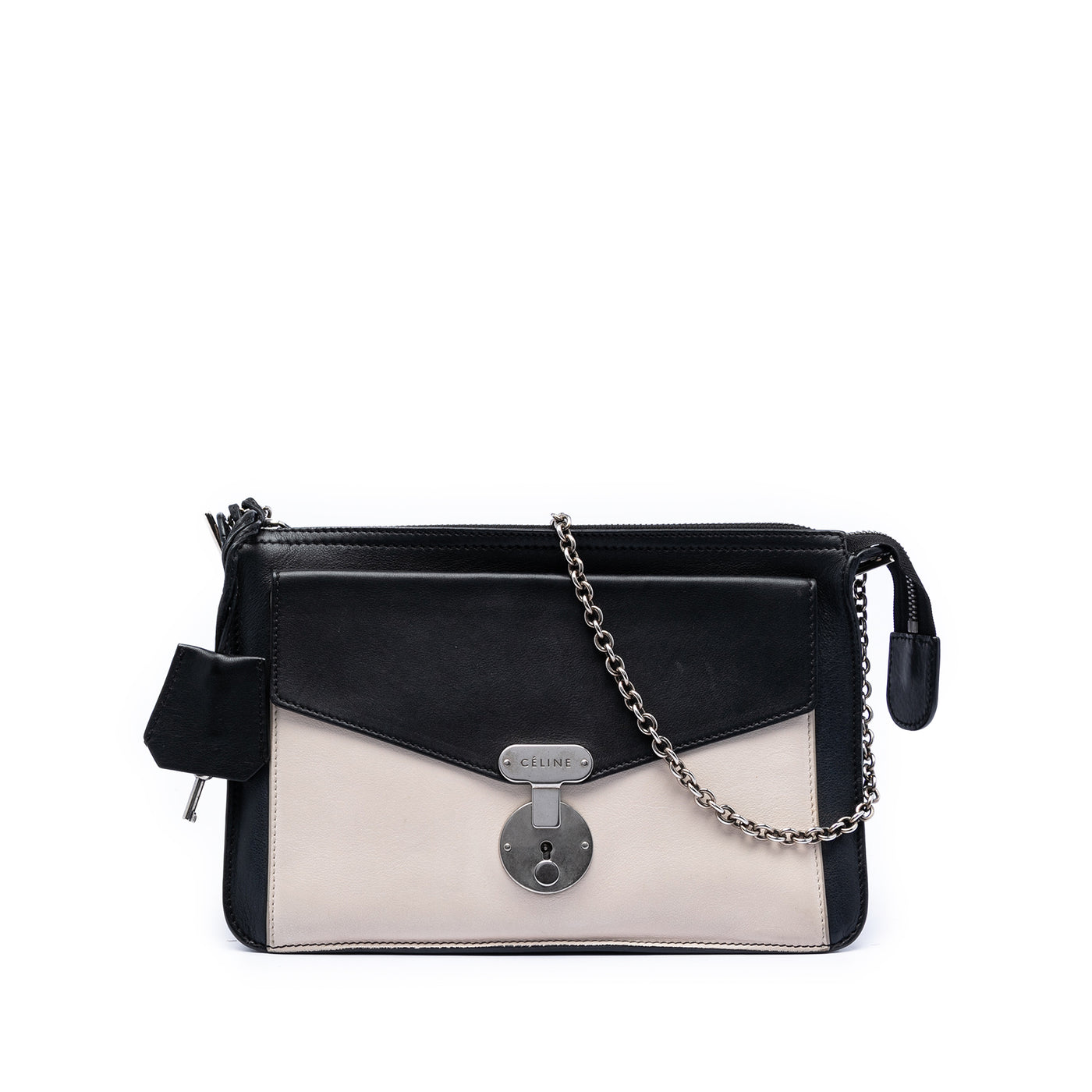 Bicolor Leather Pocket Envelope Zip Crossbody - Image 1
