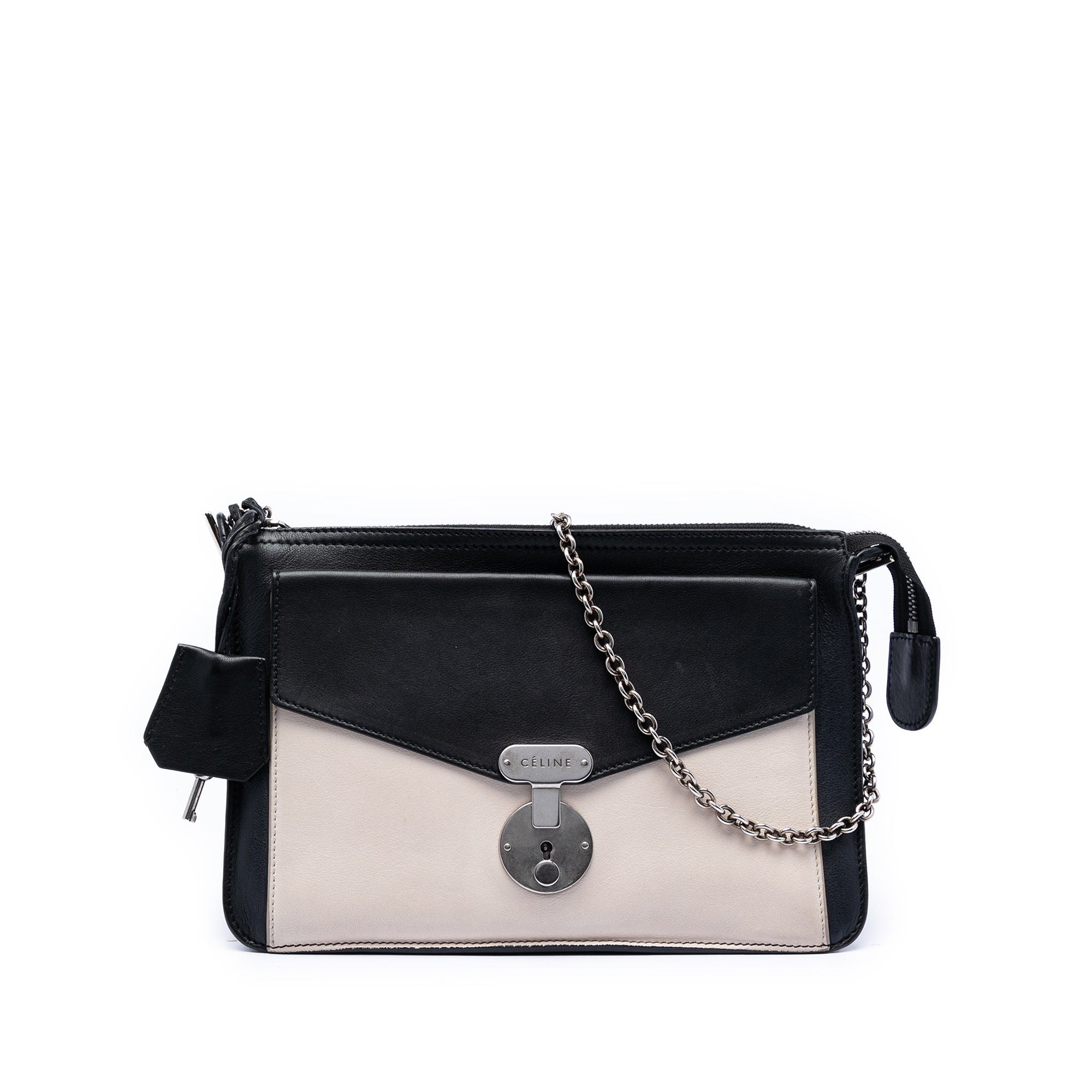 Bicolor Leather Pocket Envelope Zip Crossbody - Image 1