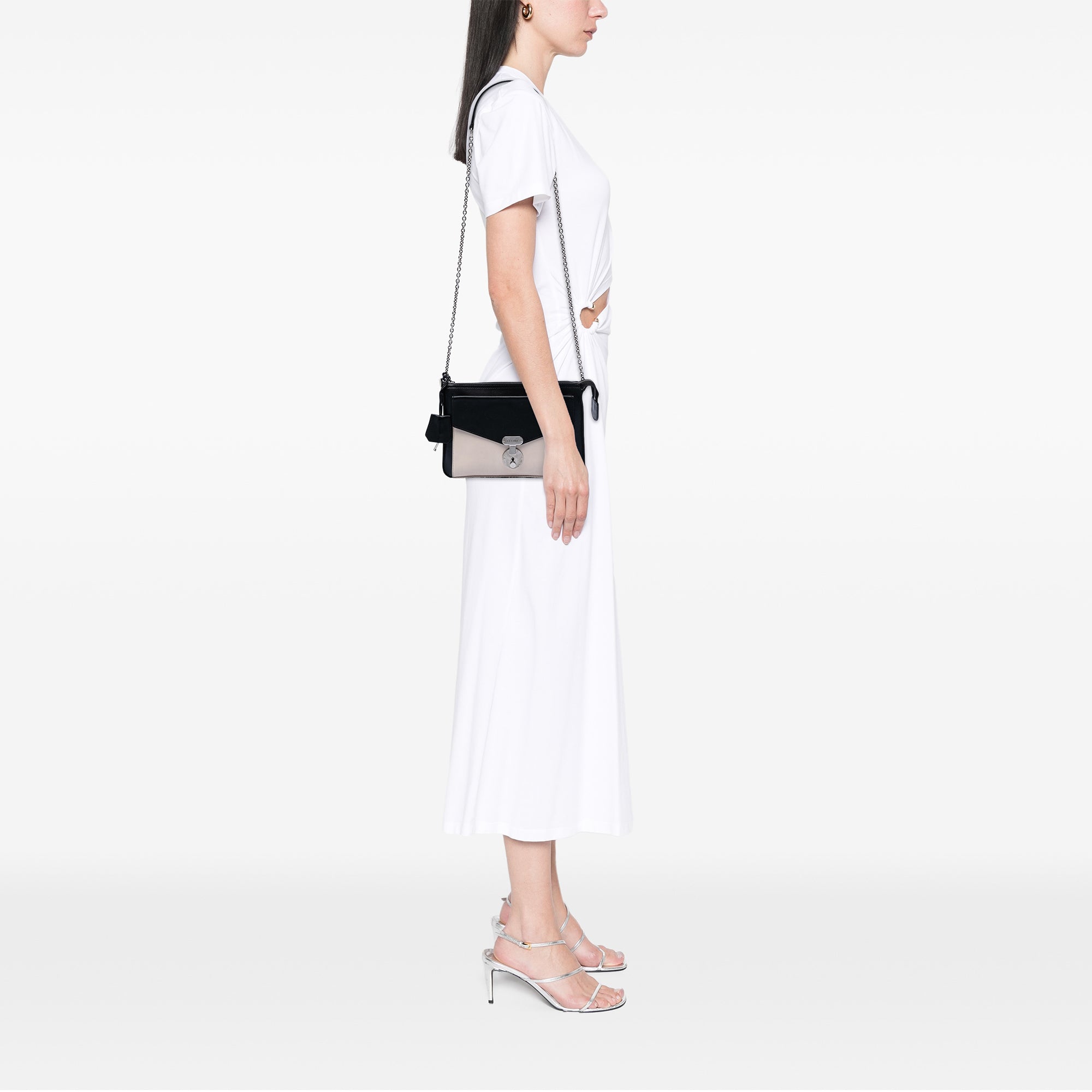 Bicolor Leather Pocket Envelope Zip Crossbody - Image 6