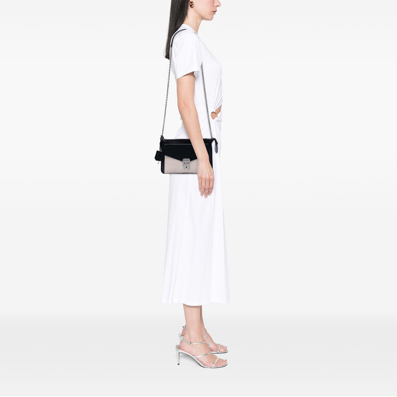 Bicolor Leather Pocket Envelope Zip Crossbody - Image 6
