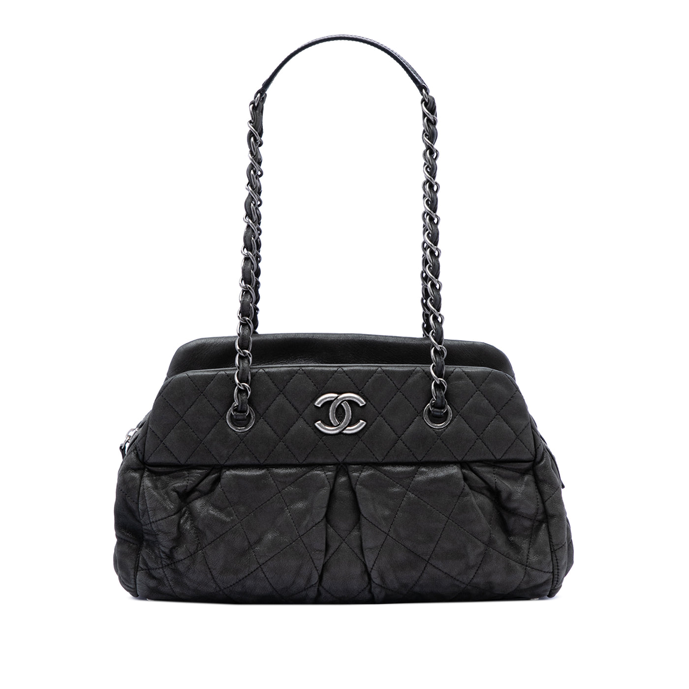 Quilted Iridescent Calfskin Chic Quilt Bowling Bag - Image 1