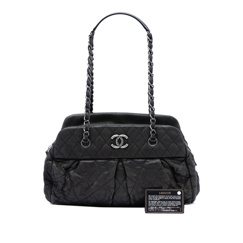 Quilted Iridescent Calfskin Chic Quilt Bowling Bag - Image 7
