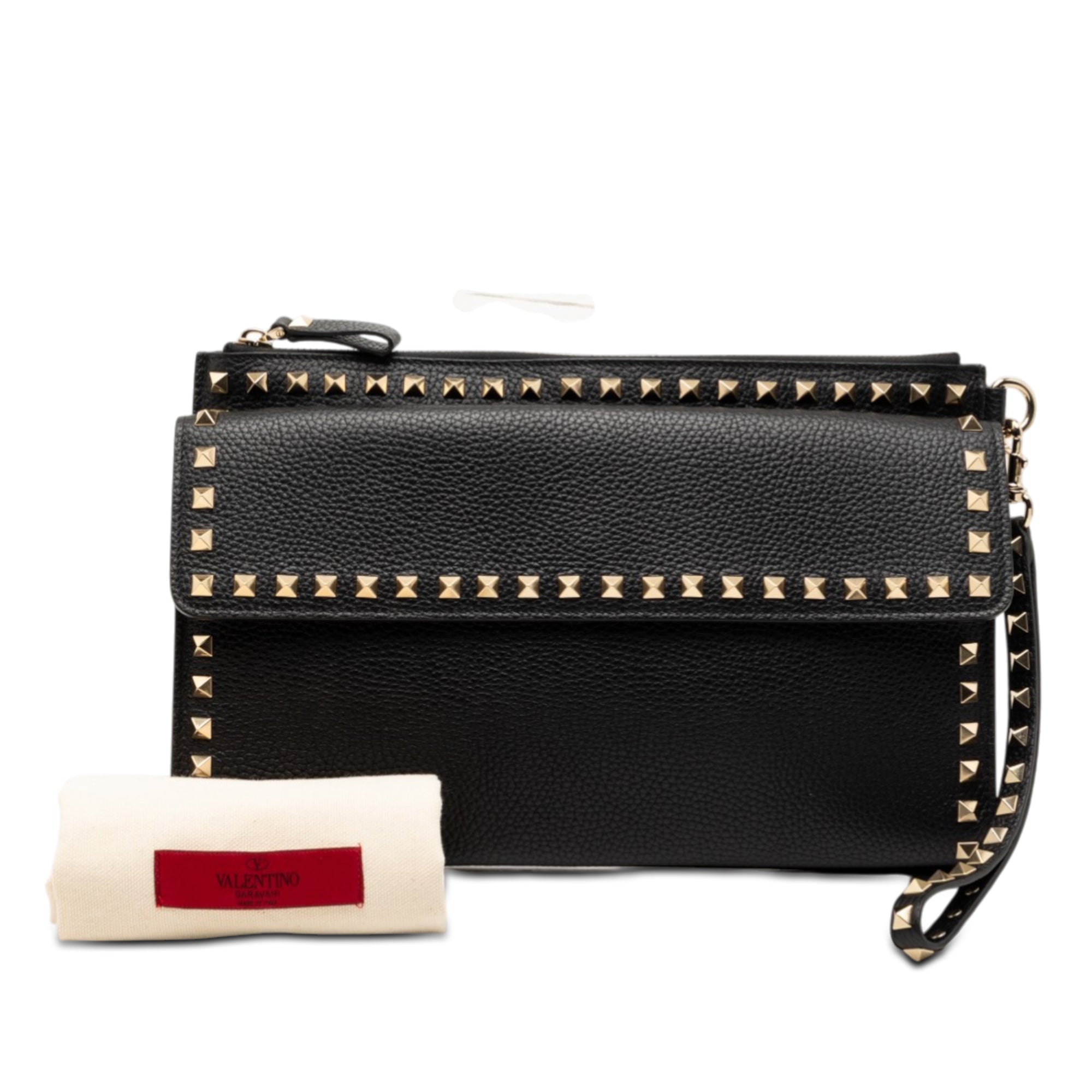Grained Calfskin Rockstud Wristlet Clutch - Image 7