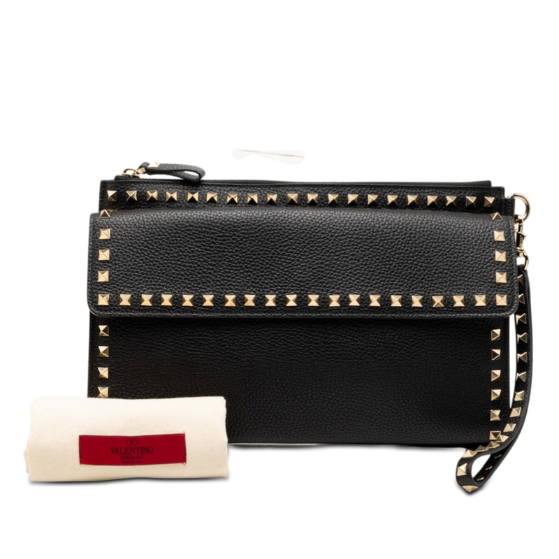 Grained Calfskin Rockstud Wristlet Clutch - Image 7