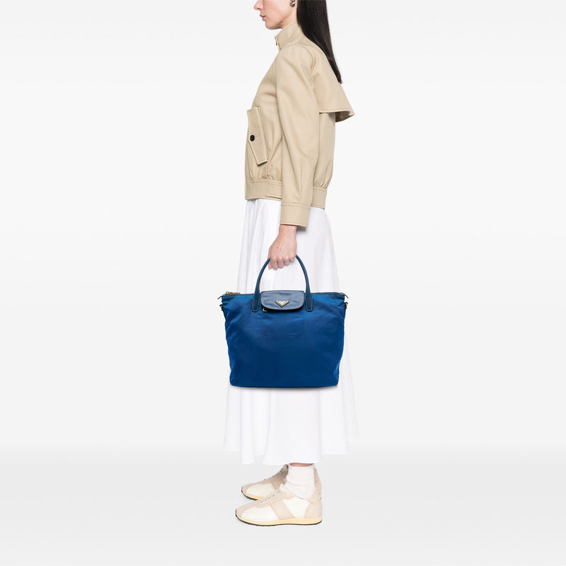 Saffiano Trimmed Tessuto Satchel - Image 7