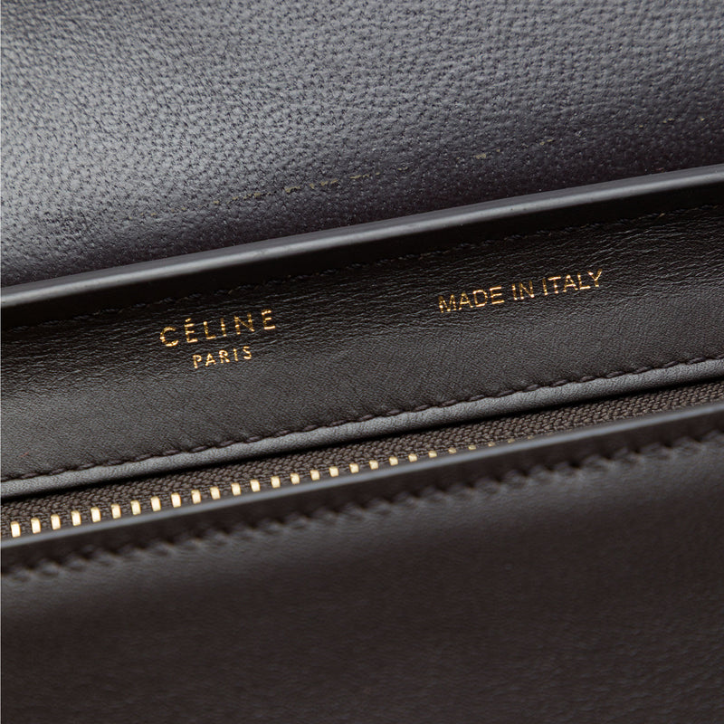 Small Tricolor Calfskin and Suede Trapeze Satchel - Image 5