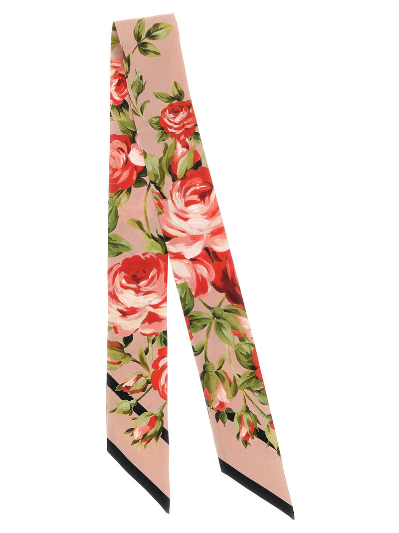 Dolce & Gabbana Floral-Print Silk Twill Scarf — Pink Scarfs