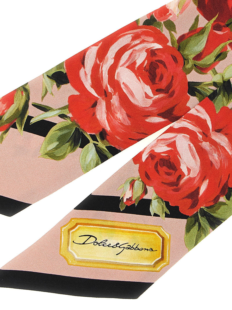 Dolce & Gabbana Floral-Print Silk Twill Scarf — Pink Scarfs